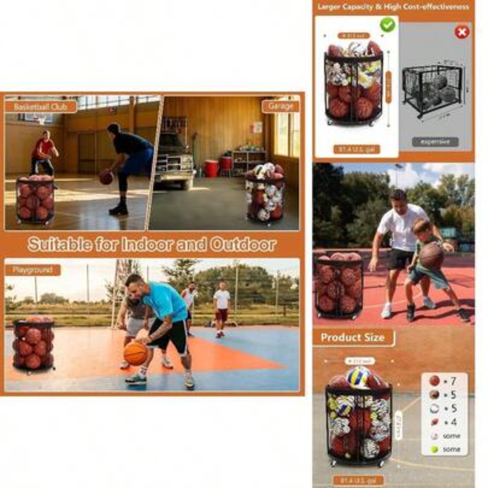 Heavy Duty Ball Storage Bin Ca - Sports Equipment Basketball 评论和价格